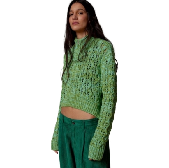 Urban Outfitters Sweaters - 🧶 Urban Outfitters BDG Chunky Knit Quarter-Zip Sweater Pullover Green M